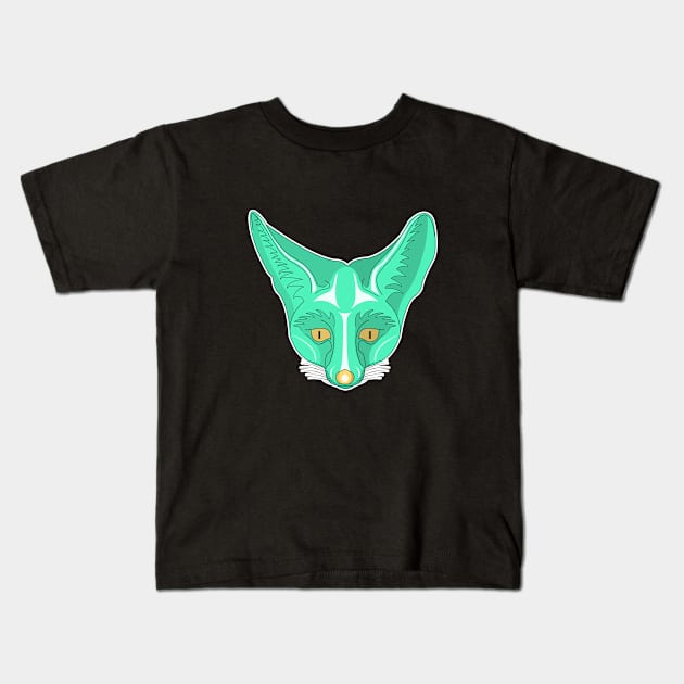 cyan rappel fox face Kids T-Shirt by dwalikur